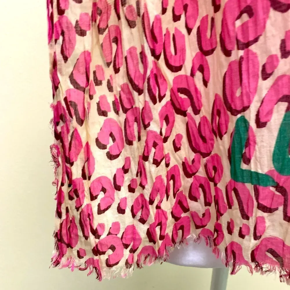 Auth Louis Vuitton Pink Lepord Print Limited Edition Stephen Sprouse Wrap Scarf